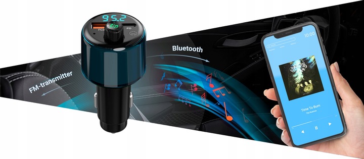 Transmiter FM Bluetooth Navitel BHF05 MAX zestaw głośnomówiący, USB-A USB-C