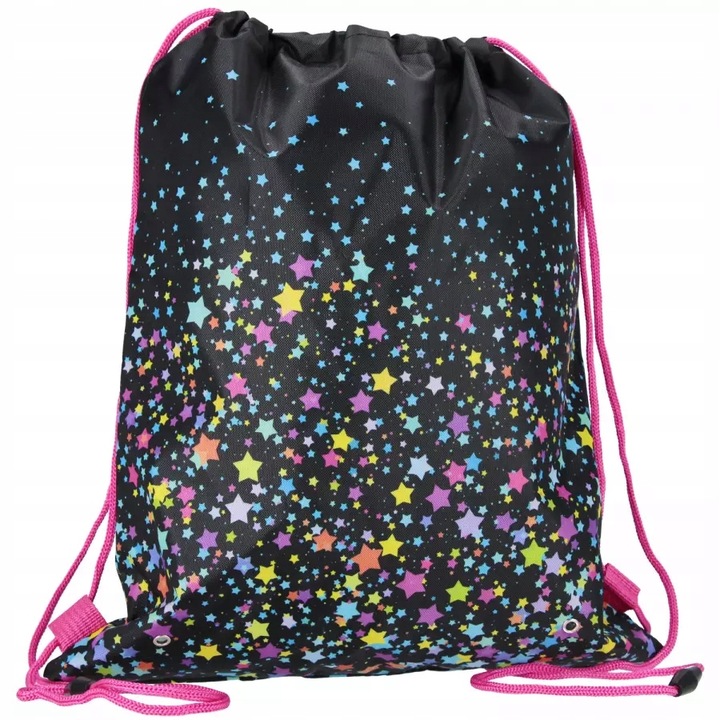 WOREK SZKOLNY PLECAK NA BUTY OBUWIE WF CZARNY W GWIAZDKI GWIAZDY GALAXY