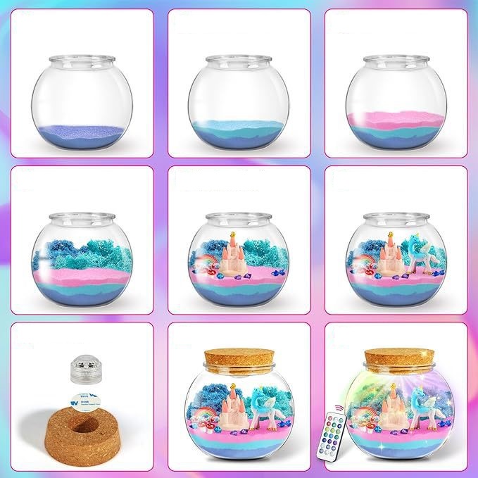 Zestaw Kreatywny Magiczne Terrarium Jednorożca DIY z Podświetleniem LED