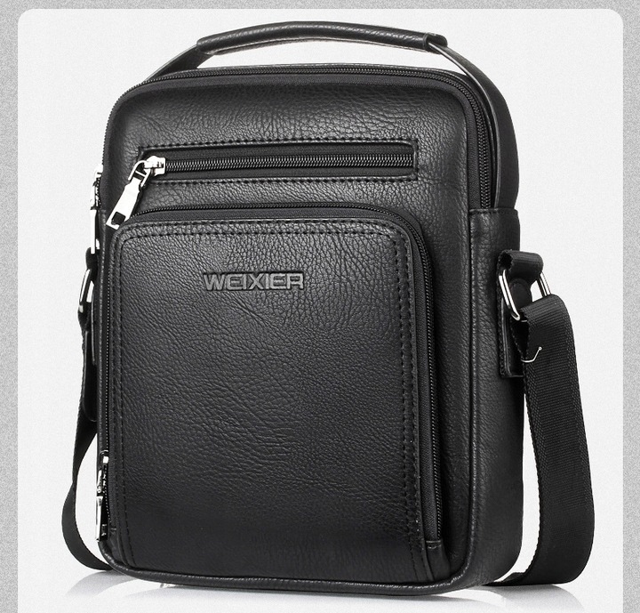 SASZETKA MĘSKA SKÓRZANA TORBA NA RAMIĘ DO RĘKI BRĄZ Z KIESZENIĄ