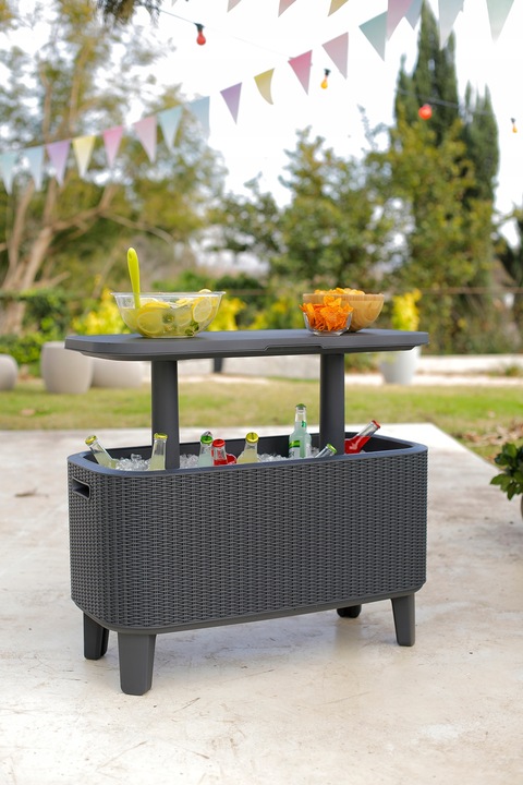 Barek ogrodowy 2w1 Bevy Cool Bar Rattan grafitowy