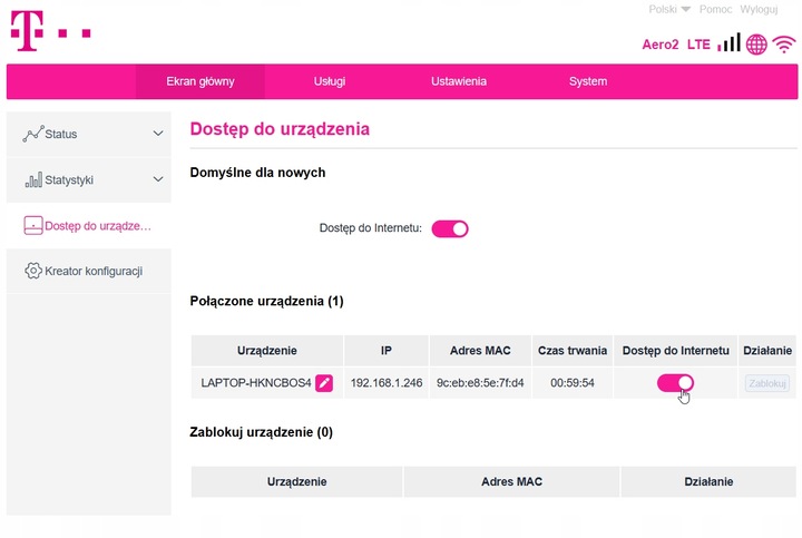 Alcatel HH40V Domowy Router SIM WiFi 4G LTE T-mobile Orange Play Plus NJU
