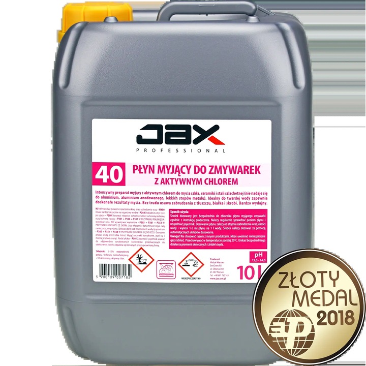 Płyn myjący do zmywarek z aktywnym chlorem 10L Jax