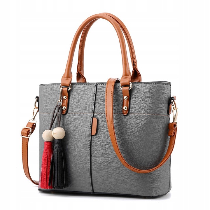 TOREBKA DAMSKA KUFEREK CZARNY z brąz DO RĘKI NA RAMIĘ LISTONOSZKA