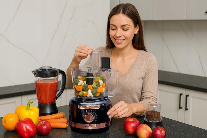 WIELOFUNKCYJNY ROBOT KUCHENNY BERLINGER 1800W BLENDER SZATKOWNICA MŁYNEK