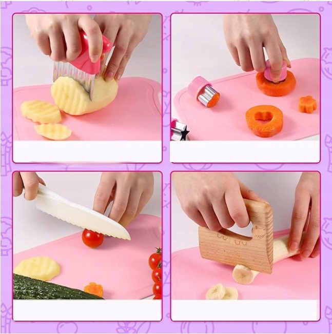 ZESTAW BEZPIECZNYCH NOŻY AKCESORIÓW KUCHENNYCH DLA DZIECI 13EL Prezenty