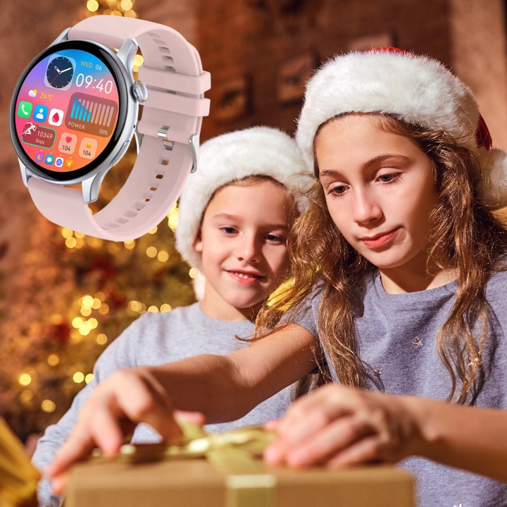 SMARTWATCH DLA DZIEWCZYNKI ZEGAREK ELEKTRONICZNY AMOLED FUNKCJE NA PREZENT