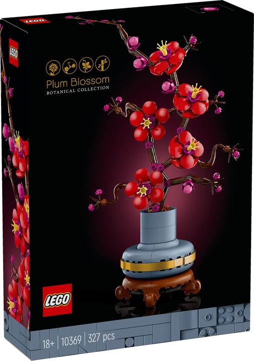 LEGO ICONS Kwiat Śliwy 10369 - Kwiaty dla Dziewczyny Klocki + Torba prezent