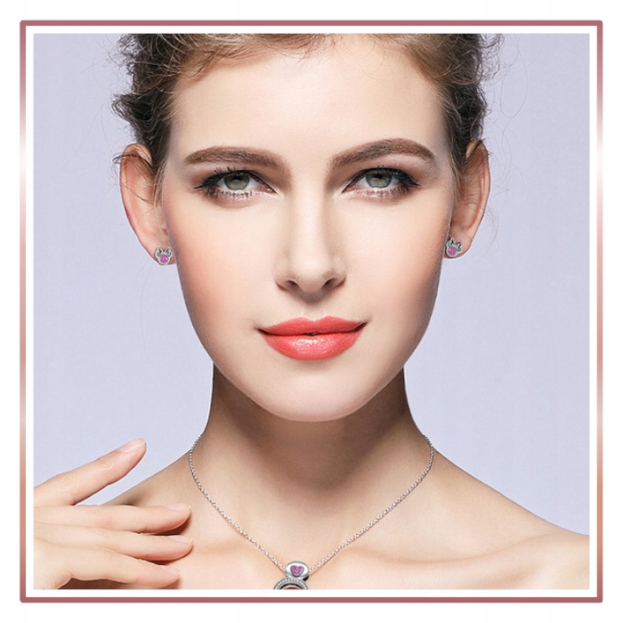 Srebrne kolczyki MYSZKA MINNIE ROSE S925