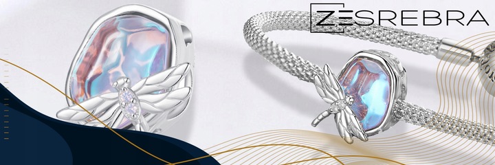 CHARMS WAŻKA NA KAMIENIU OPAL srebro pr 925 koralik ZAWIESZKA SREBRNA BEADS