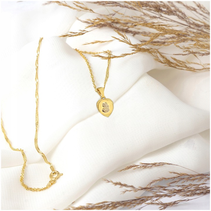 ZŁOTY ŁAŃCUSZEK I MEDALIK KOMUNIJNY SERCE MATKA BOSKA NA KOMUNIĘ CHRZEST