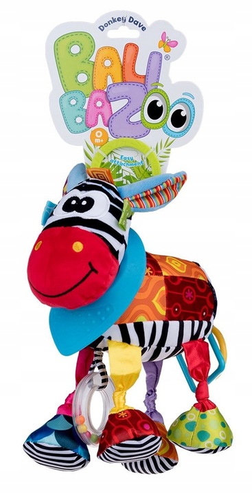 BalibaZoo OSIOŁEK DAVE Grzechotka Gryzak Szeleścik Metki ZAWIESZKA DO WÓZKA