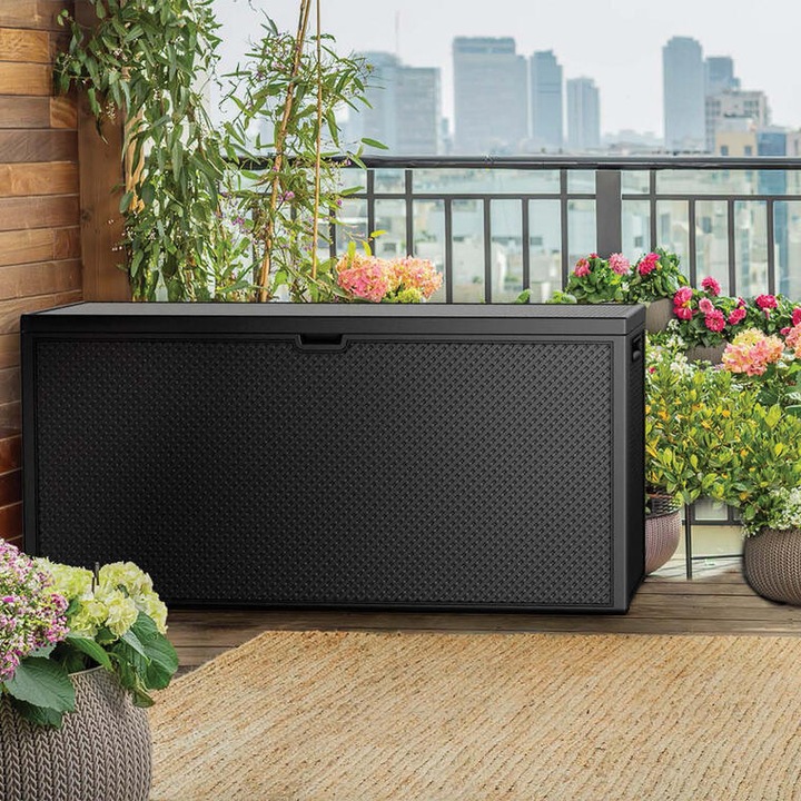 SKRZYNIA OGRODOWA NA TARAS KETER GRAFITOWA 277 l