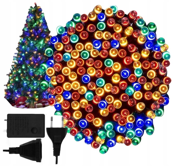 LAMPKI CHOINKOWE 300 LED MULTIKOLOR ŚWIATEŁKA WEWNĘTRZNE ZEWNĘTRZNE PREMIUM