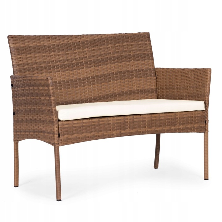 ZESTAW MEBLI OGRODOWYCH Z TECHNORATTANU ŁAWKA STÓŁ KRZESŁA BRĄZ MultiGarden