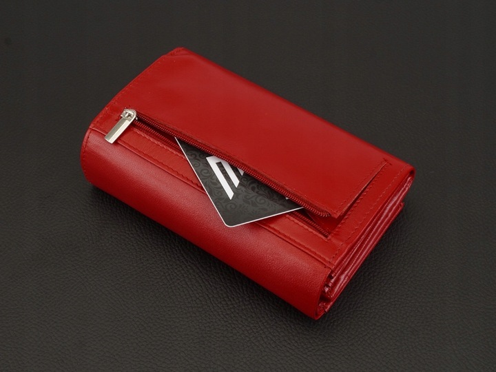 KOCHMANSKI portfel damski skórzany średni zapinany super pojemny czerwony