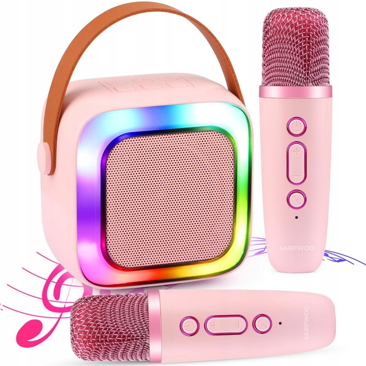 2 MIKROFONY USB JACK GŁOŚNIK PRZENOŚNY ZESTAW DO KARAOKE RGB BLUETOOTH