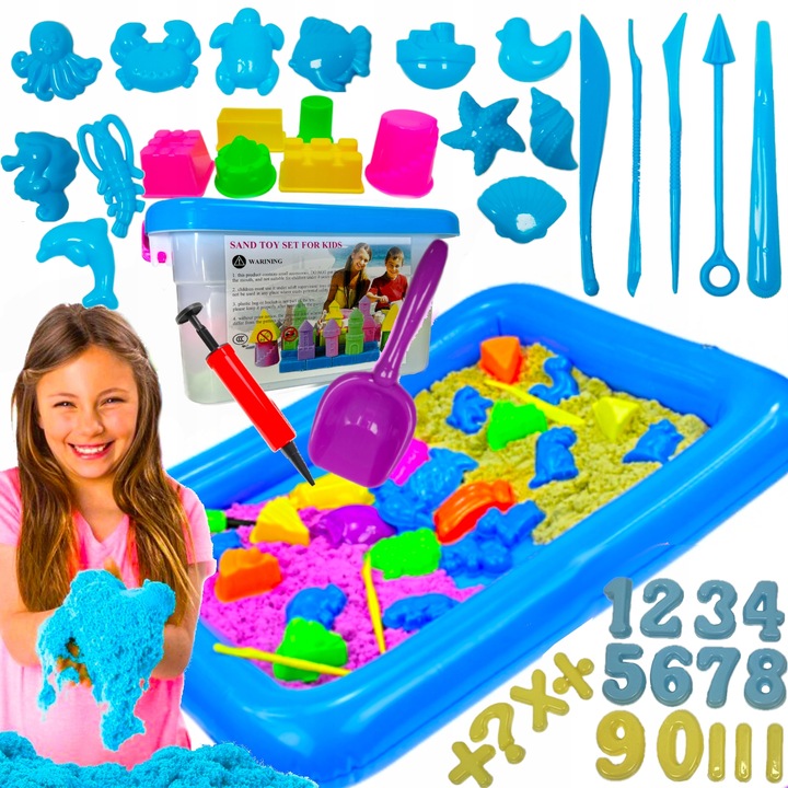 Piasek Kinetyczny 3KG Piaskownica Basen Foremki Zestaw XXL WYBIERZ KOLORY