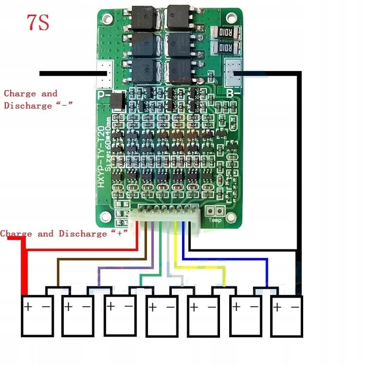 Moduł BMS 7s 15A Li-ion 29,4V 18650 Ładowarka