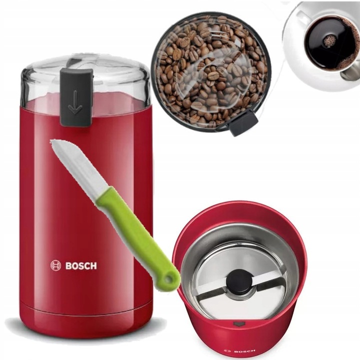 BOSCH MŁYNEK ELEKTRYCZNY DO KAWY TSM6A014R STALOWE OSTRZA + NÓŻ