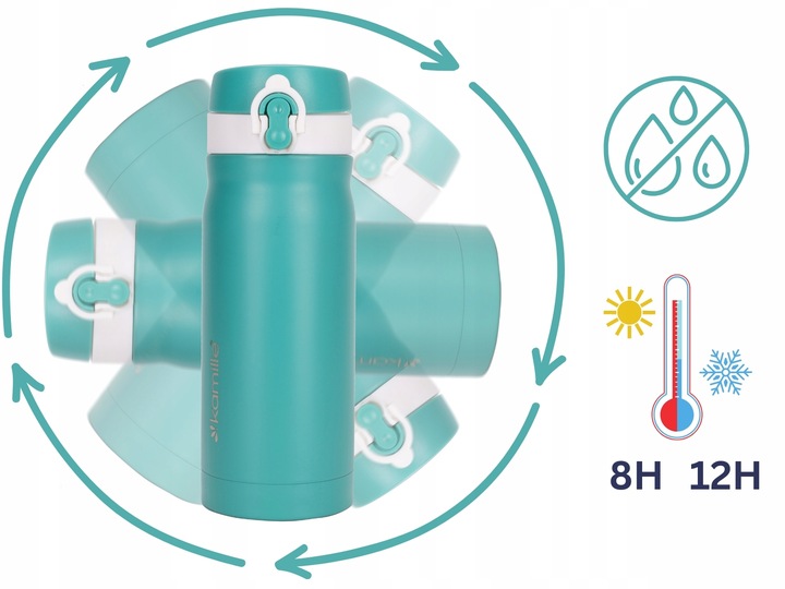 KUBEK TERMICZNY TERMOS STALOWY 100% SZCZELNY pojemny bidon 360 ml KAMILLE