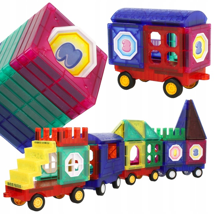 KLOCKI MAGNETYCZNE 3D Edukacyjne DUŻE PANELE Konstrukcyjne ZESTAW 72 el.