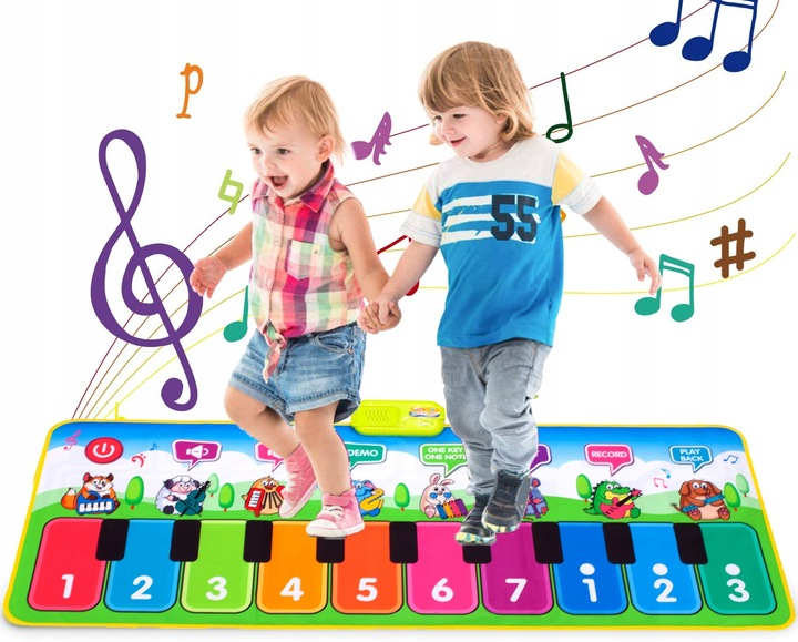 MATA MUZYCZNA DO TAŃCZENIA DLA DZIECI INTERAKTYWNA 130 cm PIANINKO NAGRYWA