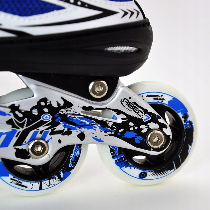 ROLKI REGULOWANE 39-42 Płozy aluminiowe Kółka kauczukowe 80mm Łożyska ABEC7