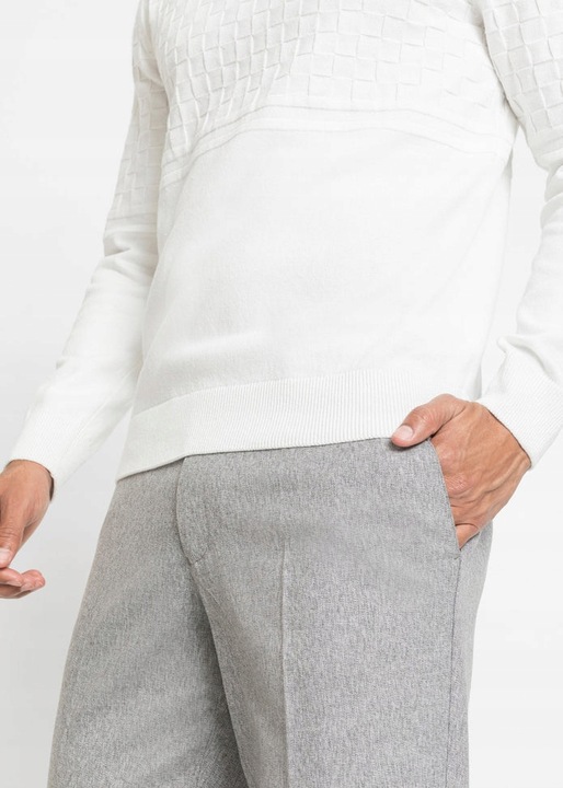BONPRIX BIAŁY SWETER MĘSKI PLUS SIZE R.3XL X448113