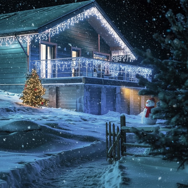 SOPLE FLASH 500 LED ZEWNĘTRZNE BIAŁE ZIMNE CHOINKOWE lampki z Flashem GRUBE