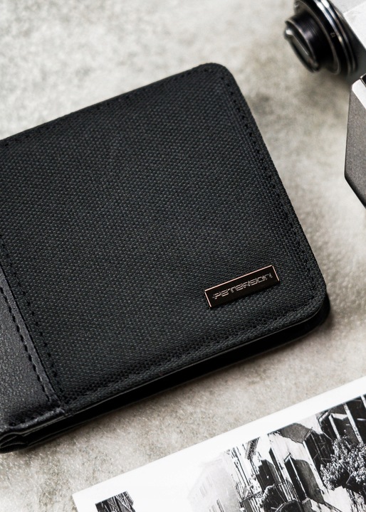 Portfel męski ze skóry eko Peterson z ochroną RFID STOP na gotówkę karty