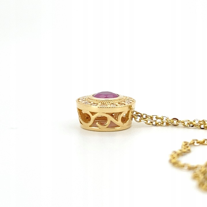 ZŁOTY WISIOREK z KOLEKCJI RAINBOW od DIAMANTI z 20 BRYLANTAMI i RUBINEM