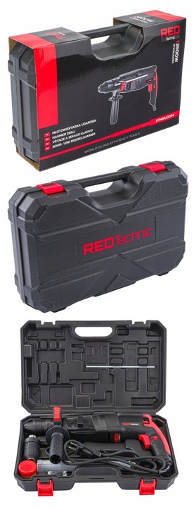 MŁOTOWIERTARKA Młot UDAROWY Wiertarka UDAROWA SDS+ 2600W 4J Walizka Zestaw