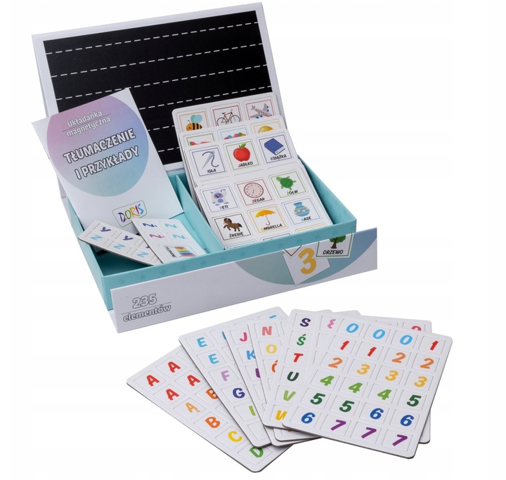 Tablica magnetyczna nauka alfabetu i matematyki litery cyfry 235 el.