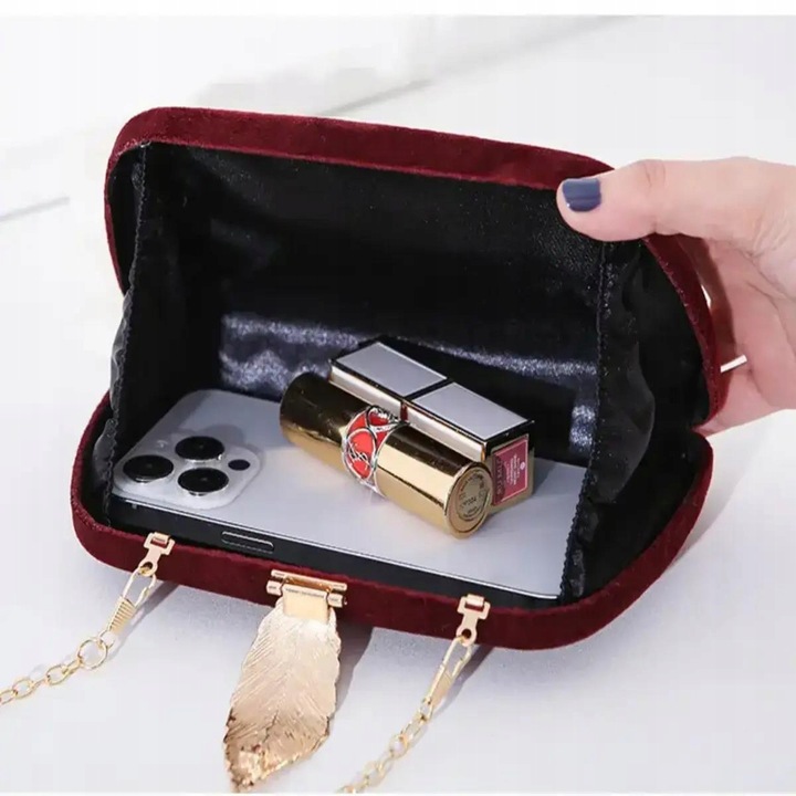 Torebka kopertówka puzderko wizytowa wieczorowa bordowa sylwester