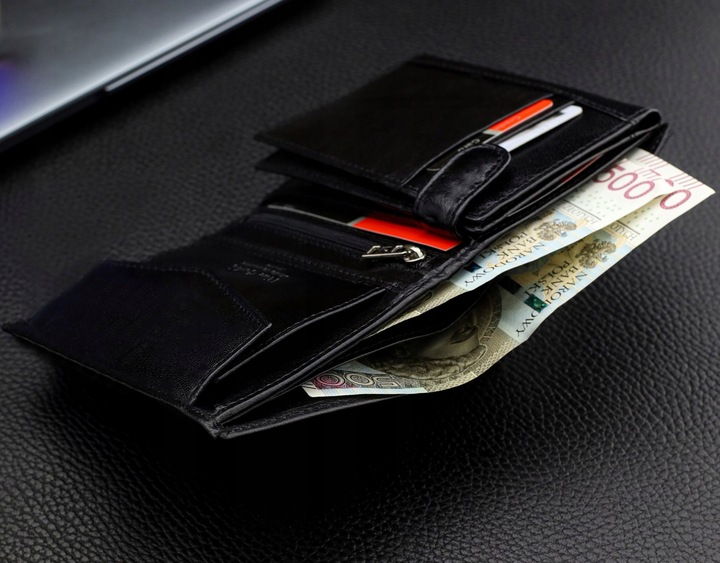 Portfel Męski Pierre Cardin Skórzany Czarny RFID Torebka Certyfikat Q1