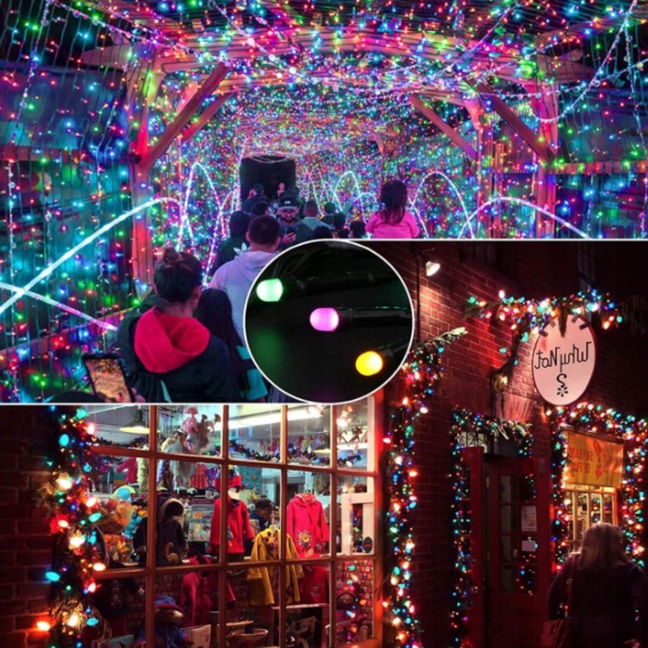 LAMPKI CHOINKOWE 1000 LED ZEWNĘTRZNE STAŁE FLASH GRUBY KABEL KURTYNA MULTI