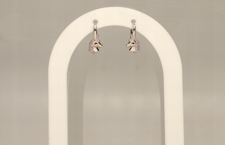 Kolczyki srebrne jednorożce dla dziewczynki dla dzieci angielskie srebro