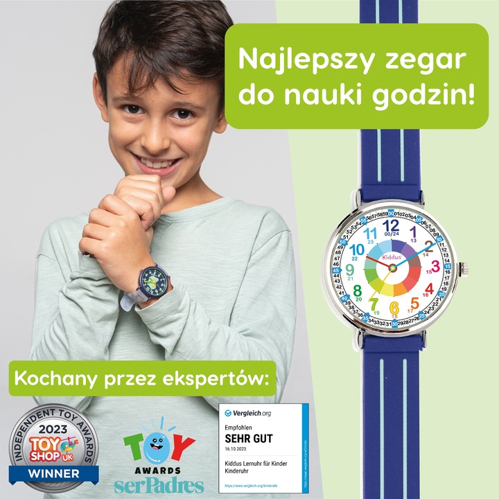 Kiddus zegarek dla dziecięcy Edukacyjny Niebieski Klasyczny