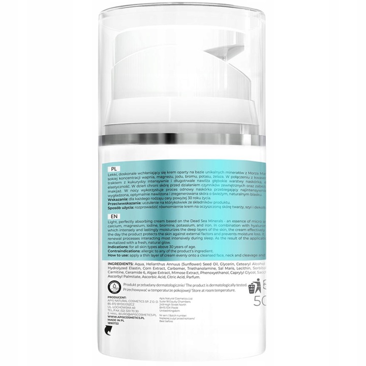 APIS KREM NAWILŻAJĄCY Do Twarzy Aktywny Kwas Hialuronowy Minerały 30+ 50 ml
