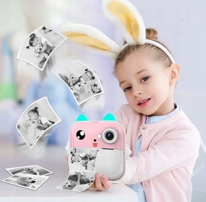 DRUKUŚ APARAT LCD CYFROWY NATCHMIASTOWY Z DRUKARKĄ DLA DZIECI GRY ROLKI