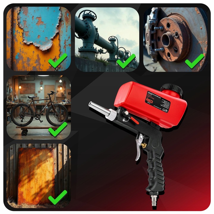 PISTOLET DO PIASKOWANIA ZE ZBIORNIKIEM PNEUMATYCZNY 650ML 1/4" 8BAR 6,5 MM