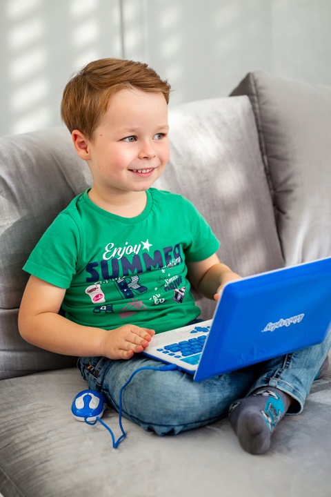 KINDERPLAY LAPTOP DLA DZIECI EDUKACYJNY DO NAUKI LITEREK LICZENIA 120 OPCJI
