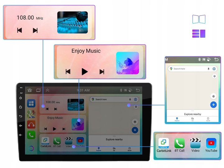 RADIO SAMOCHODOWE 2 DIN 4GB/64GB ANDROID AUTO CARPLAY ANDROID 13 RDSDSP 10"