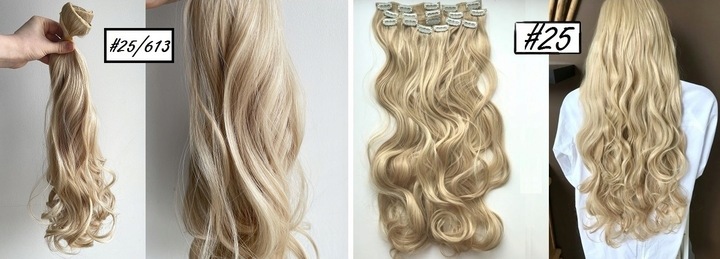 DOCZEPIANE WŁOSY ZESTAW Clip in Fale 7 PASM 160g