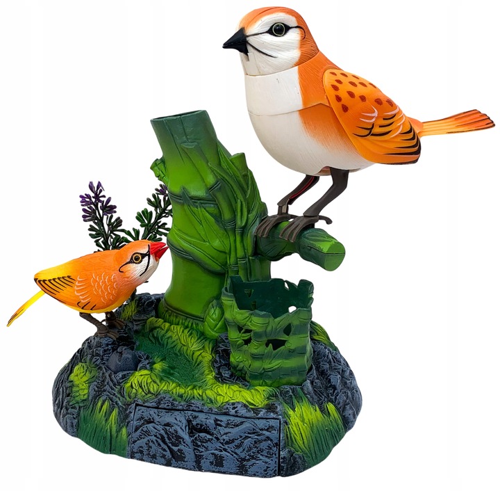 Ruchome ptaszki śpiewające pojemnik na biurko przybory figurka interakrywna