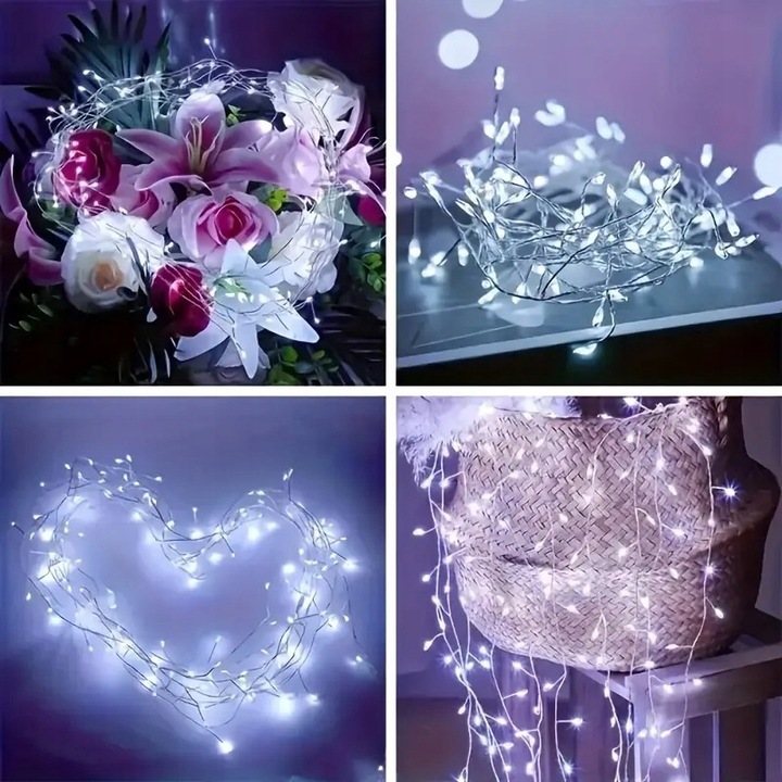 Girlanda LED 9m 300 diod Zimna biała lampki choinkowe IP44 8 funkcji