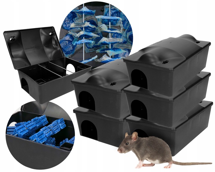 ZESTAW STACJA DERATYZACYJNA NA TRUTKĘ NA MYSZY x5