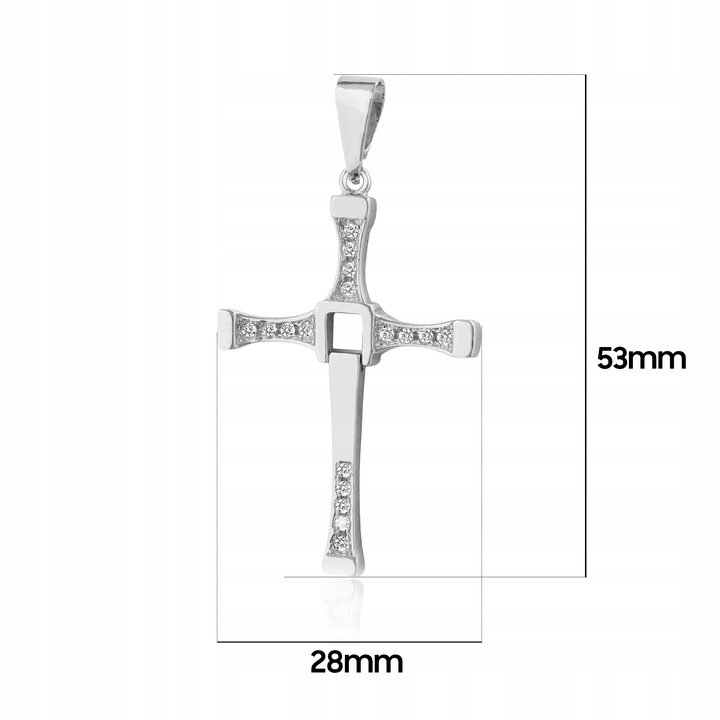 MĘSKI DUŻY SREBRNY KRZYŻYK VIN DIESEL SZYBCY I WŚCIEKLI SREBRO PRÓBA 925