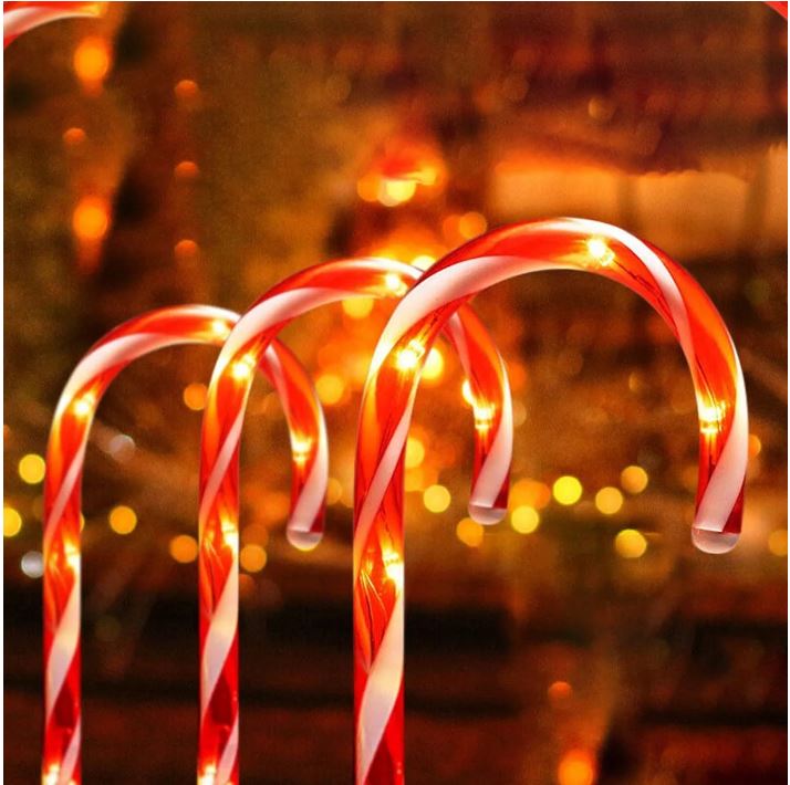 LAMPKI LED CUKIERKI LIZAKI 6SZT LED LASKA MIKOŁAJA 70CM CHOINKA SOLARNE